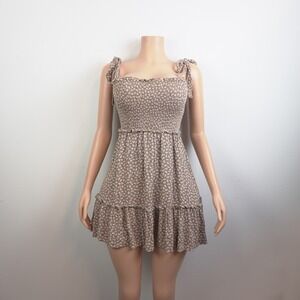 Altar'd State Brown Mini Dress Prairie Boho Floral Cottagecore Romantic  XS